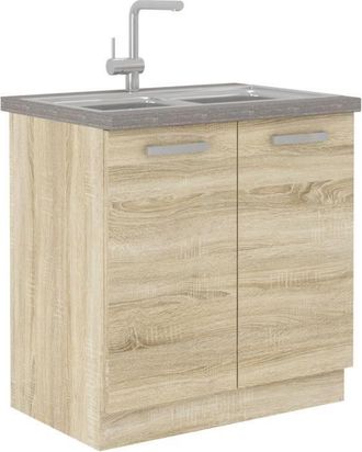 OEM Lassen Mueble Bajo De Cocina Bajo Fregadero L 80 Cm - Decoraci&ucirc;n Roble Claro Sonoma
