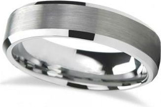Allurez Brushed Center Beveled Tungsten Wedding Band (7mm)