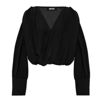 Rotate ROTATE Birger Christensen, Blouses, female, Black, Size: M Top with detachable shoulder pads