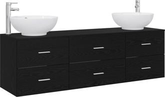 vidaXL Juego De Muebles De Ba&ntilde;o 3 Uds. Negro 49,5 X 44,5 X 65 Cm Vidaxl