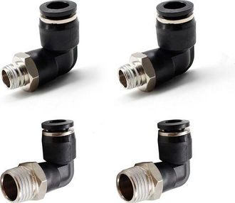 OEM Set Di 4 Connettori Pneumatici, Due Modelli Diversi (6 Mm &times; 1/4 E 8 Mm &times; 1/8) Con Filettatura Maschio E Raccordo Rapido, Connettore Pneumatico A Gomit