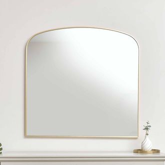 Melody Maison Large Gold Framed Arched Wall Mirror 92cm X 91cm in Metallic Gold | Size: 92 cm X 91 cm