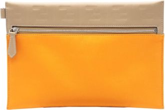 Fendi Brown Orange Nylon Leather Clutch Bag Pouch (Pre-Owned)
