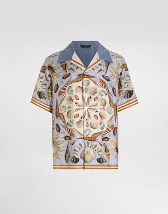 Dolce & Gabbana Silk And Cotton Denim Shirt - Man Denim Multi-colored 44