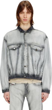 Diesel Trucker jacket in soft skeleton denim - Denim Jackets - Unisex - Grey