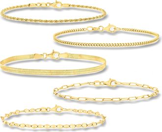 Ross-Simons Italian 18kt Gold Over Sterling Jewelry Set: 5 Chain Bracelets