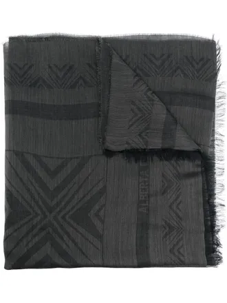 Alberta Ferretti geometric-print knitted scarf - women - Modal/Wool - One Size - Black