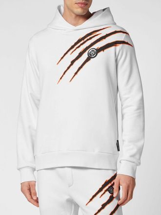 Plein Sport Felpa con cappuccio in cotone con stampa grafica e logo Hexagon