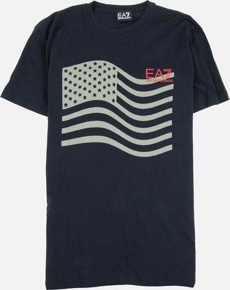 Emporio Armani Mens EA7 Train Calcetto Large Flag Logo T-shirt Indigo - Navy - Size: 44