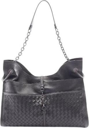 Bottega Veneta Pre-owned Intrecciato Leren Schoudertas - Dames - Vintage Schoudertas - Zwart - ONE Size - Leer - Vintage