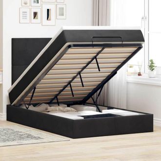 vidaXL Estructura De Cama Otomana Colchones Terciopelo Negro