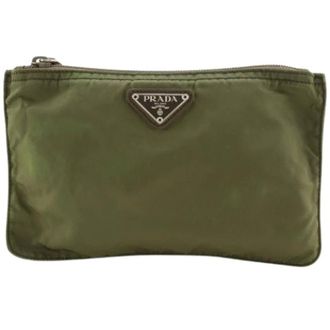 Prada Pre-owned Pouch - Dames - Pre-owned - Groen - Maat: ONE Size Nylon