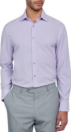 W.R.K Slim Fit Flower Geo Print Recycled Performance Stretch Dress Shirt in White/Purple at Nordstrom Rack, Size 16.5