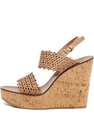 Tory Burch Daisy leather wedge-heel sandals - Neutrals