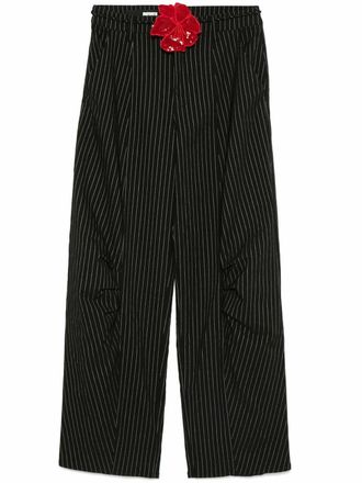 Rotate pinstripe cargo trousers - women - Polyester/Polyamide/Viscose/Elastane/Polyester/Elastane - 38 - Black