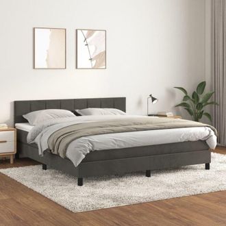 vidaXL Cama Box Spring Con Colch&oacute;n Terciopelo Gris Oscuro 160x200 Cm Vidaxl