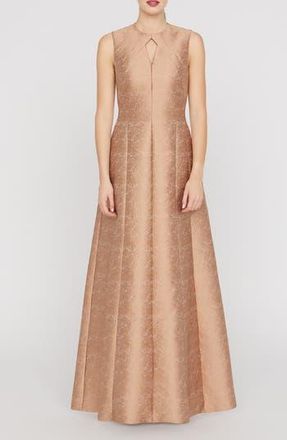 Kay Unger Gabriella Jacquard Gown in Gold at Nordstrom Rack, Size 14