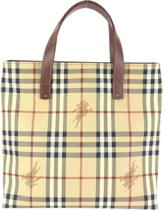 Burberry Beige Brown Pvc Handbag Tote Bag (Pre-Owned)