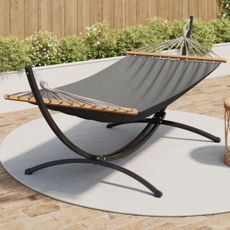 IDMarket Hamaca Xl Con Soporte De Metal Negro Y Lona Gris Antracita