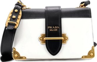Prada Cahier Leather and Saffiano Leather Large crossbody bag - Wit