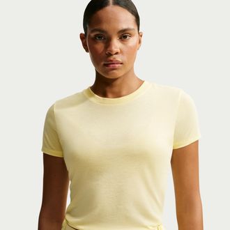 Nike Womens SKIMS Performance Cotton Blend Short-Sleeve Top in Yellow | IV6867-746