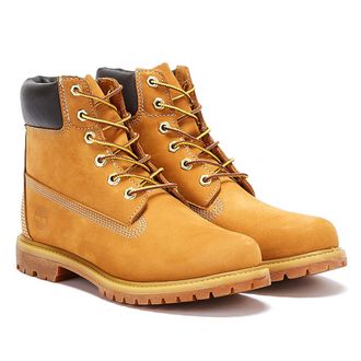 Timberland Womens 6 Inch Premium Wheat Nubuck Leather Boots - Tan Rubber - Size UK 7.5