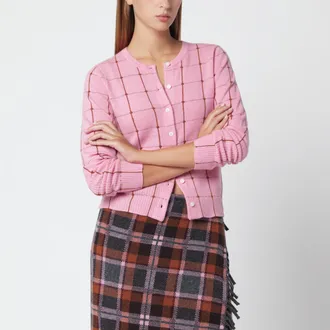 Guest In Residence Cardigan Jane Checker marrone chiaro/rosa