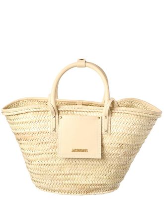 Jacquemus Soli Raffia & Leather Trim Tote