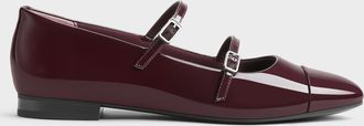 Charles & Keith Patent Double-Strap Mary Janes