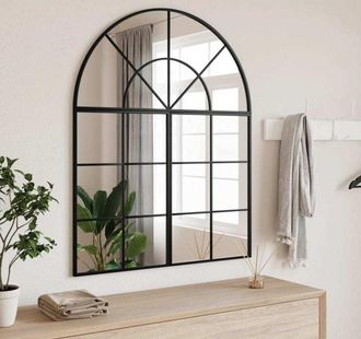 vidaXL Specchio da Parete Nero 80x100 cm Arco in Ferro