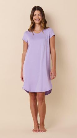 The Cats Pajamas Pima Knit Short Sleeved Sleep Shirt in Lilac at Nordstrom, Size X-Small