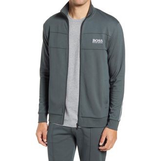 BOSS Track Suit Zip Jacket in Dark Green at Nordstrom, Size Medium
