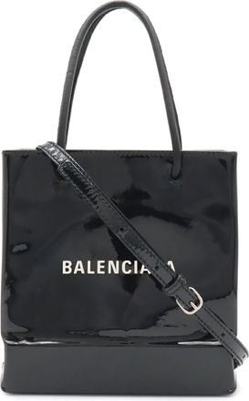 Balenciaga Black White Leather Handbag Tote Bag (Pre-Owned)