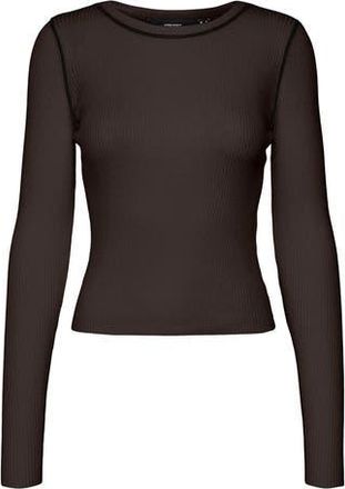 Vero Moda Kara Contrast Piping Long Sleeve Sweater Top in Winetasting W/Black at Nordstrom Rack, Size X-Small
