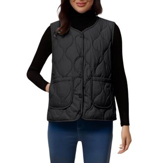 Generic Womens Puffer Vest Quilted Hooded Vests Button Down Sleeveless Jacket Casual Zip Up Padded Winter Coat Airlines Ldies Gilet Plus Size 24 body Warmer G
