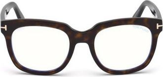 Tom Ford 53mm Geometric Blue Light Blocking Glasses in Havana /Blue Block at Nordstrom