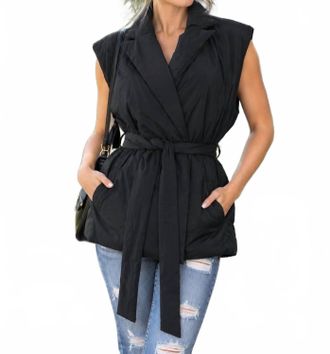 Theory Belt Puffer Vest In Black