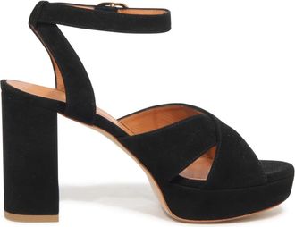 Via Roma 15 Zwarte su&egrave;de sandaal - Dames - Sandalen met hakken - Zwart - 40 EU - Su&egrave;de - Schoenen
