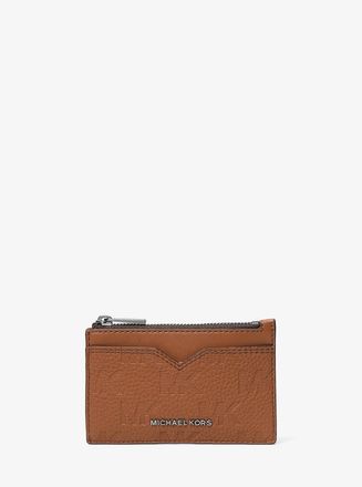 Michael Kors Hudson Logo Embossed Leather Card Case