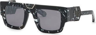 Philipp Plein Ladies Black Square Sunglasses SPP092M Z21G