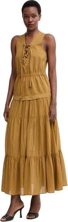 Pinko Casarsa Voile Jurk - Dames - Maxi kleedjes - Groen - XS - Katoen - Kleedjes