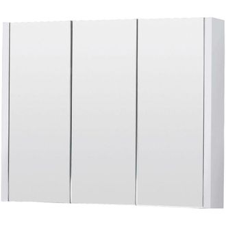 Premier Milano Lurus - Modern White Wall Mounted Bathroom Mirrored Door Cabinet - 899mm x 650mm (3 Door)