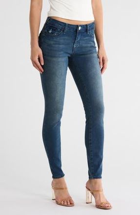 True Religion Jennie Mid Rise Flap Pocket Skinny Jeans in Medium Abyss Wash at Nordstrom Rack, Size 26