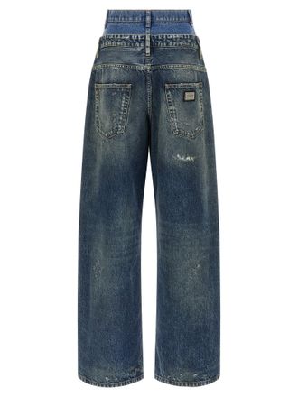 Dolce & Gabbana Stonewashed Ripped Denim Jeans - Blue