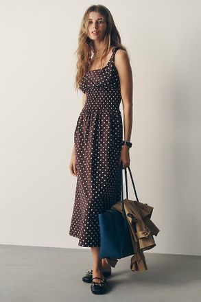 Maeve 100% Cotton Smocked Midi Dress