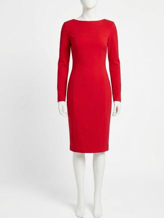 Spanx Womens Ponte Long Sleeve Low Back Dress In Spanx Red