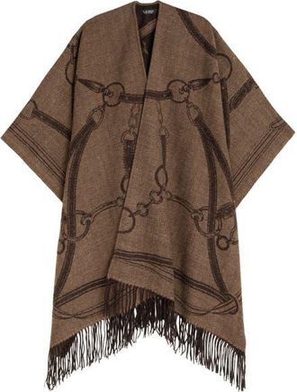 Lauren Ralph Lauren Equestrian Jacquard Oversized Ruana in Camel/brown at Nordstrom
