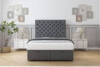 Comfort Beds Winslow Coniston Ottoman Bed Base-54 Floor Standing Headboard in Dark Grey | Size: Single