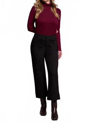 Tribal Ponte High Rise Wide Leg Capri Pants In Black