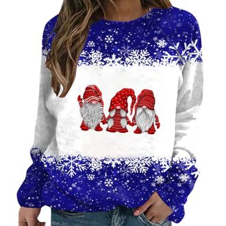 Generic Prime Deals of The Day Black of Friday Winter Sweatshirt for Women Womens Christmas Snowman Snowflake Print Autumn/Winter Loose Relaxed Long Sleeve Ro